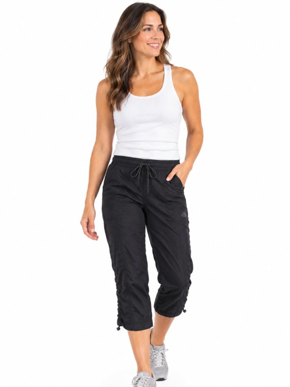 The North Face Womens S Black Capri Hiking Pants Lightweight Drawstring